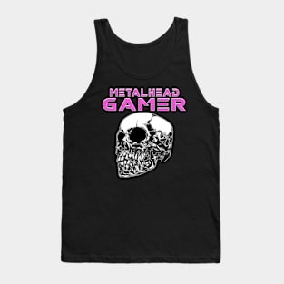 Metalhead Gamer Quarter Skull Pink Tank Top